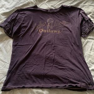 Unisex Large Midnight Rider Waylon Jennings Ladies Love Outlaws Navy Shirt